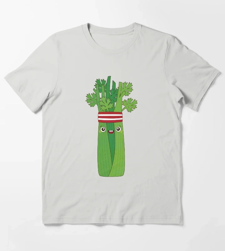 Jogging Celery in sweatband and Running Shoes T-Shirt Light Grey