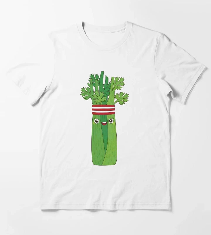Jogging Celery in sweatband and Running Shoes T-Shirt White