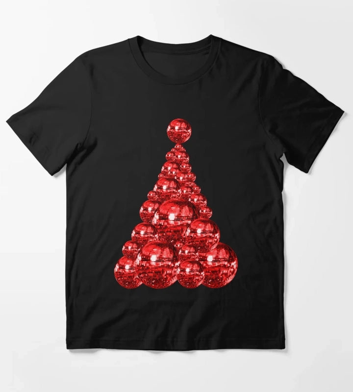 Jolly Red Disco Ball Christmas Tree T-Shirt