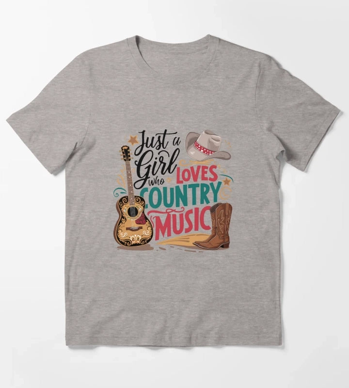 Just A Girl Who Loves Country T-Shirt Heather Grey