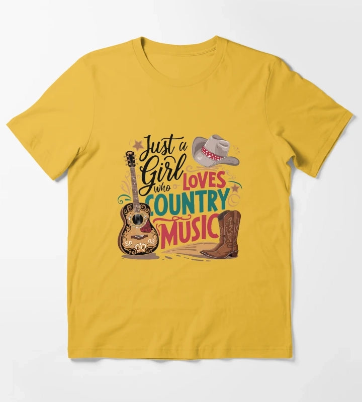 Just A Girl Who Loves Country T-Shirt Yellow