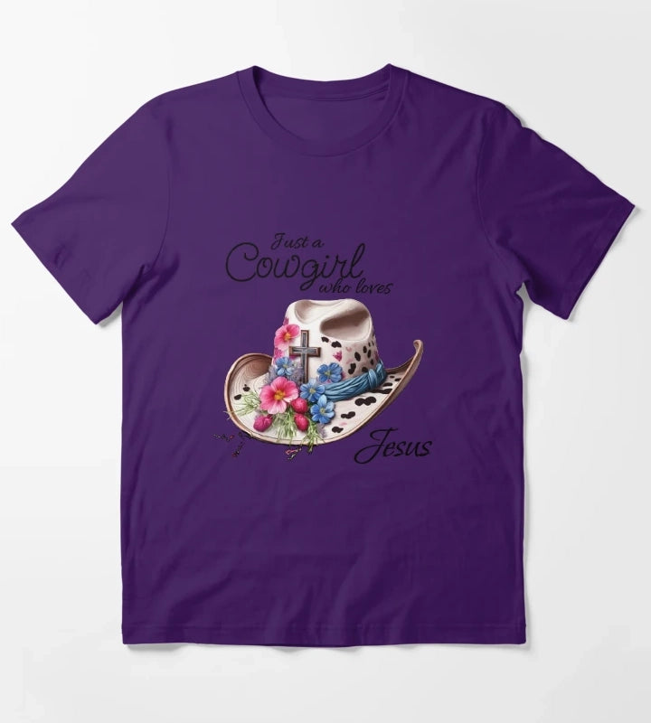 Just a cowgirl who loves Jesus T-Shirt Purple