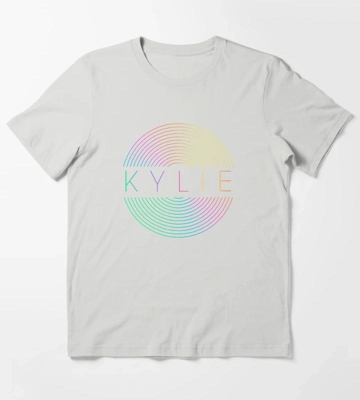 KYLIE MINOGUE Rainbow Vinyl Record T-Shirt Light Grey