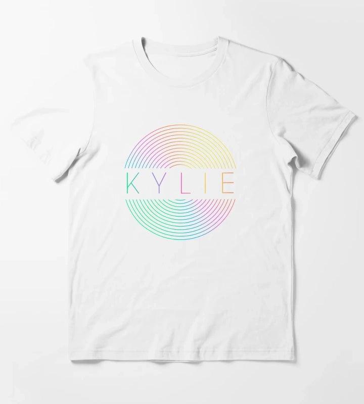 KYLIE MINOGUE Rainbow Vinyl Record T-Shirt White