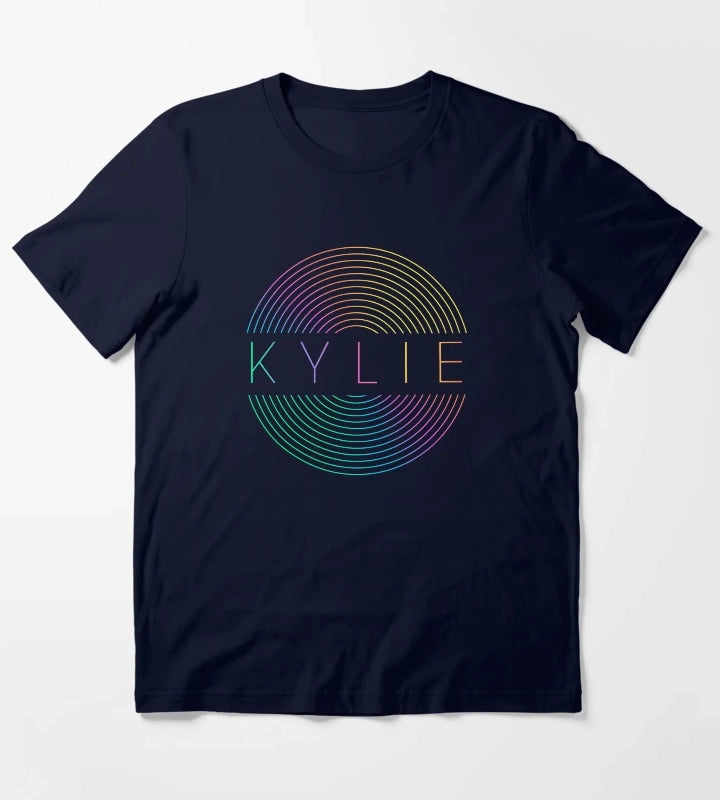 KYLIE MINOGUE Rainbow Vinyl Record T-Shirt Navy