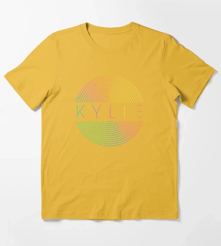 KYLIE MINOGUE Rainbow Vinyl Record T-Shirt Yellow