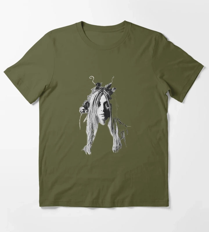 Katie Jane Garside Daisy Chainsaw image design T-Shirt Olive Green