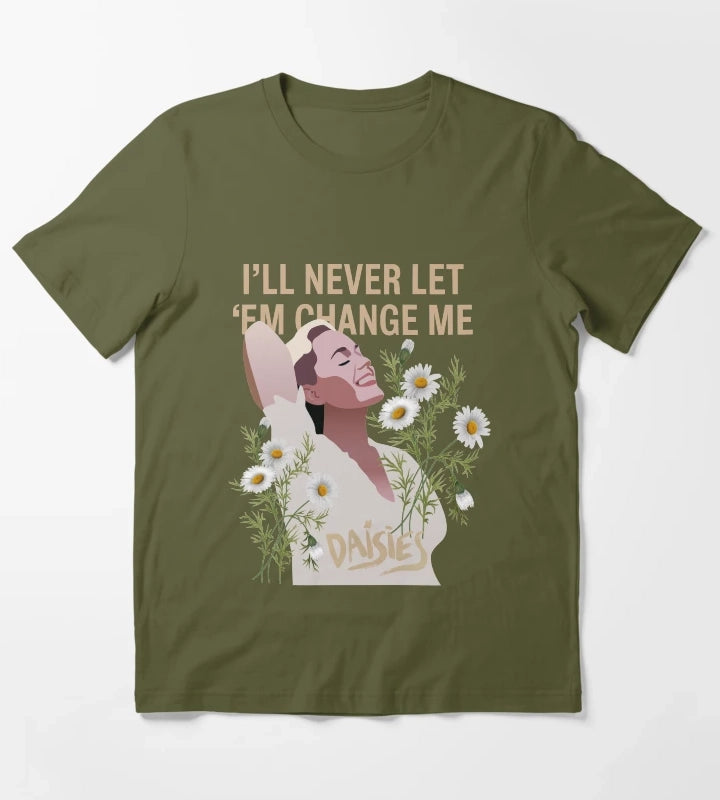 Katy Perry Daisies Cartoon T-Shirt Olive Green