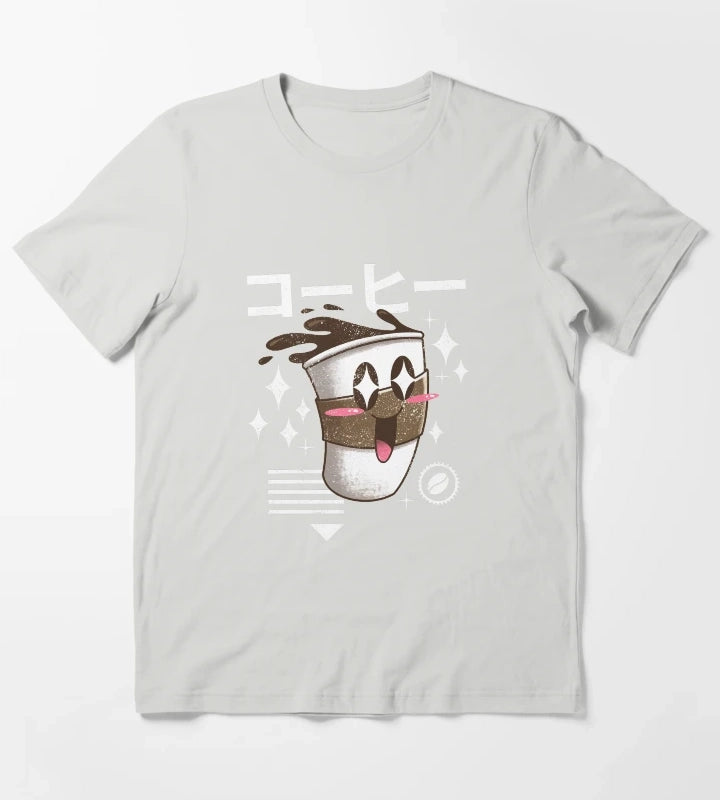 Kawaii Coffee T-Shirt Light Grey