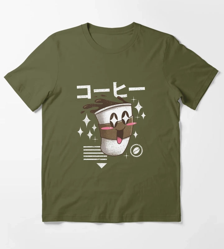 Kawaii Coffee T-Shirt Olive Green