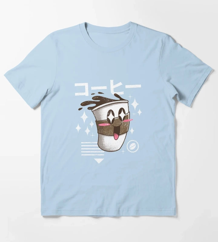 Kawaii Coffee T-Shirt Sky Blue