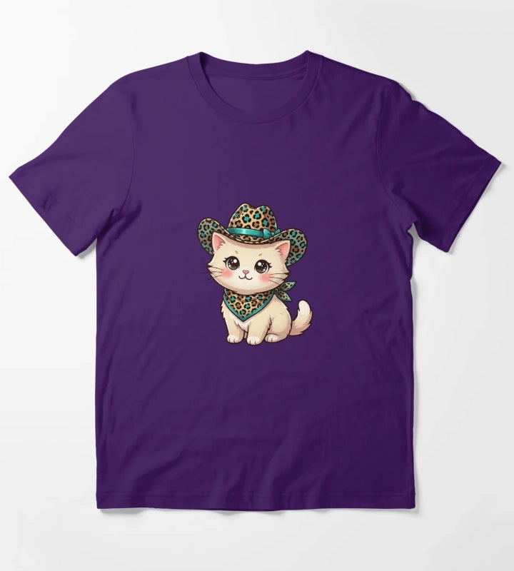 Kawaii Western Kitty T-Shirt Purple