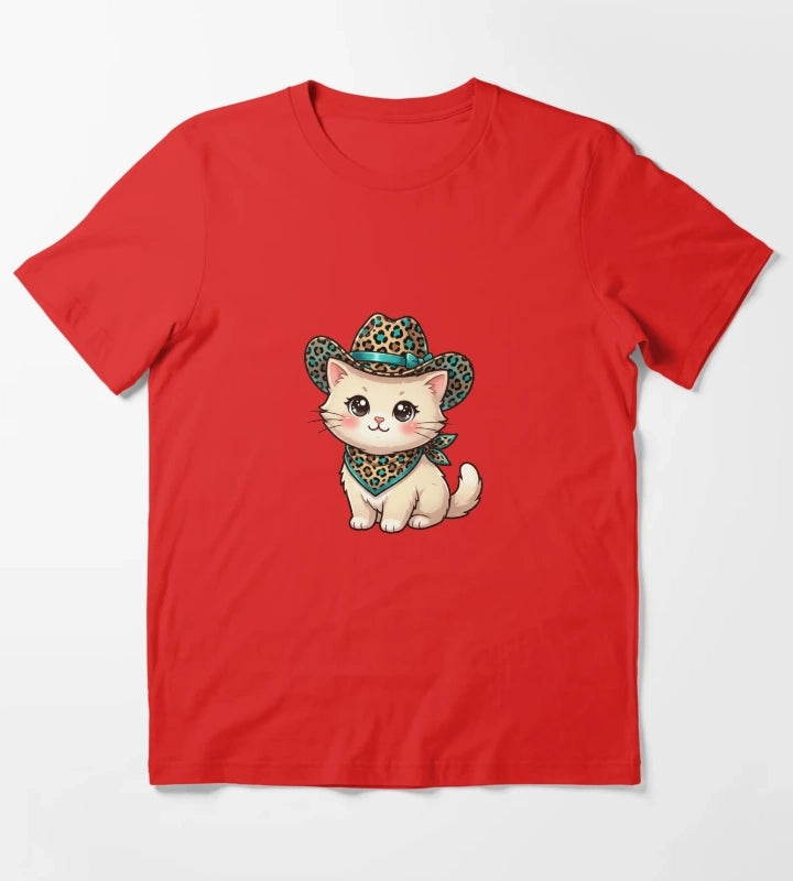 Kawaii Western Kitty T-Shirt Red
