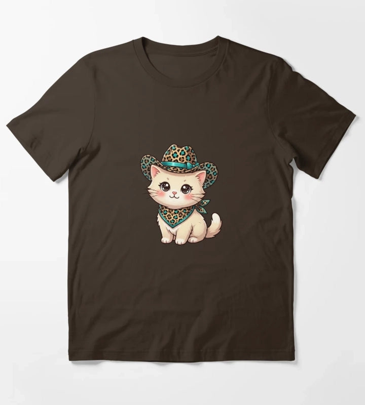 Kawaii Western Kitty T-Shirt Brown