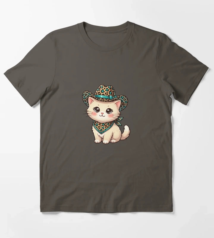 Kawaii Western Kitty T-Shirt Dark Grey