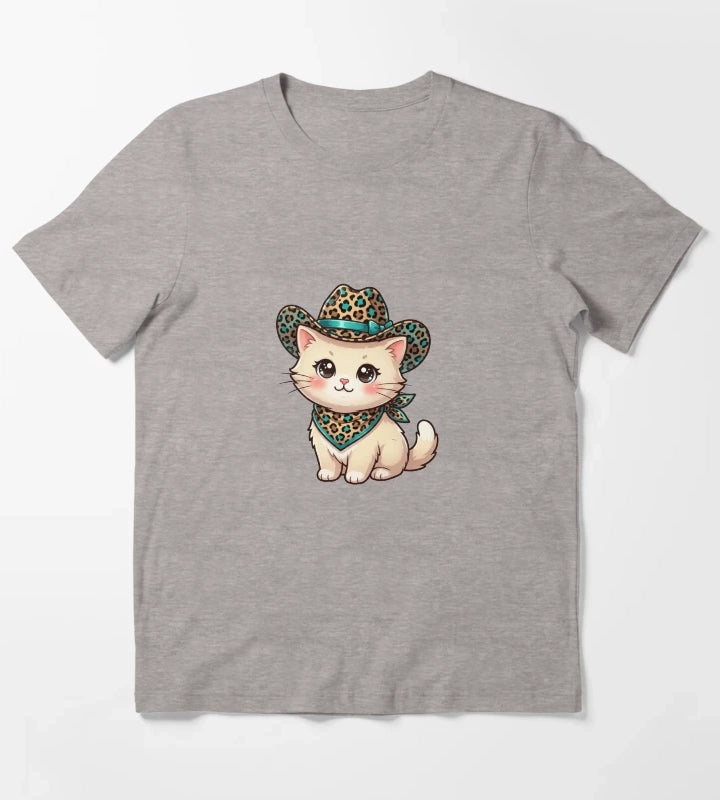 Kawaii Western Kitty T-Shirt Heather Grey