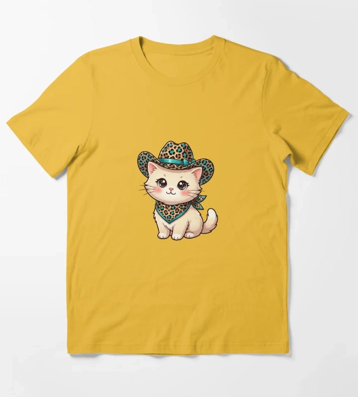 Kawaii Western Kitty T-Shirt Yellow