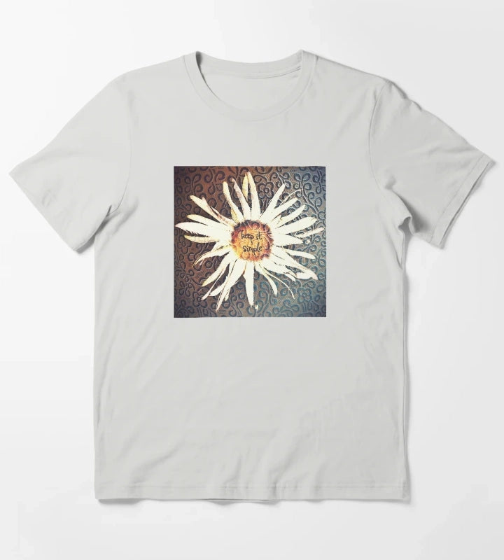 Keep It Simple Daisy Design T-Shirt Light Grey