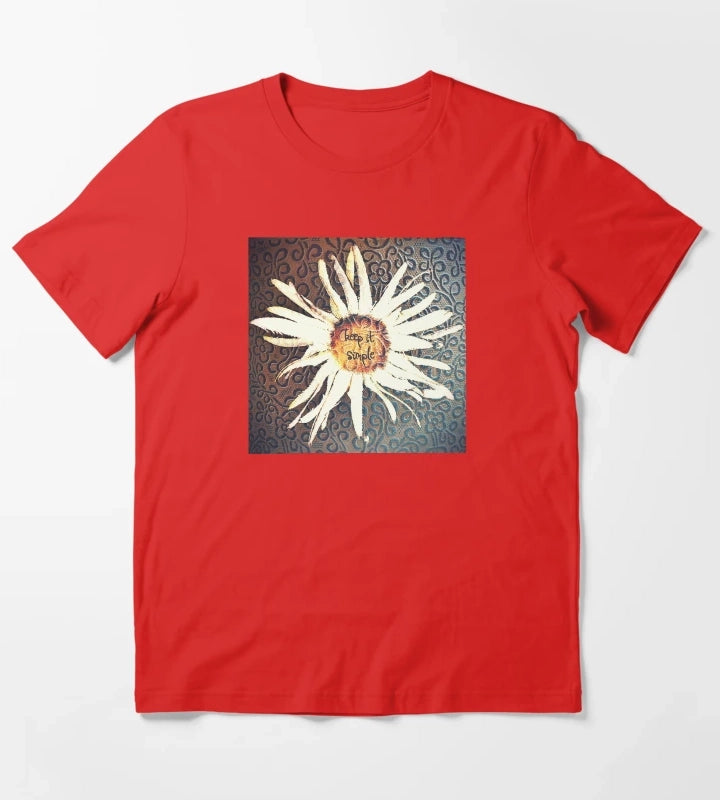 Keep It Simple Daisy Design T-Shirt Red