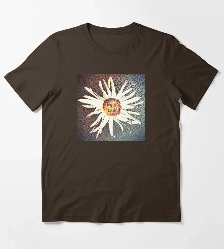Keep It Simple Daisy Design T-Shirt Brown