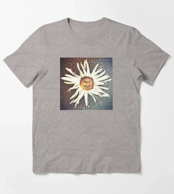 Keep It Simple Daisy Design T-Shirt Heather Grey