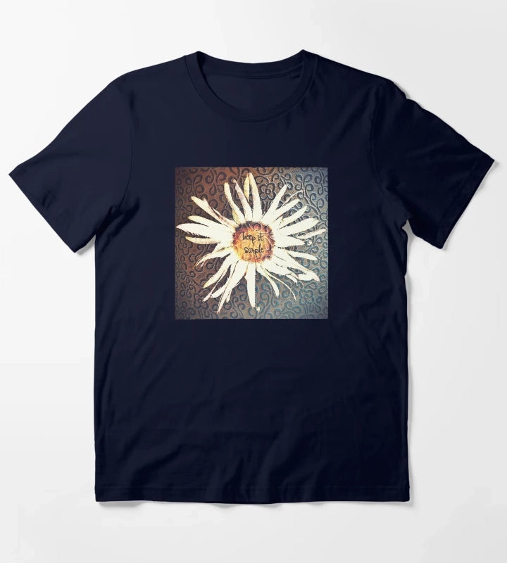 Keep It Simple Daisy Design T-Shirt Navy