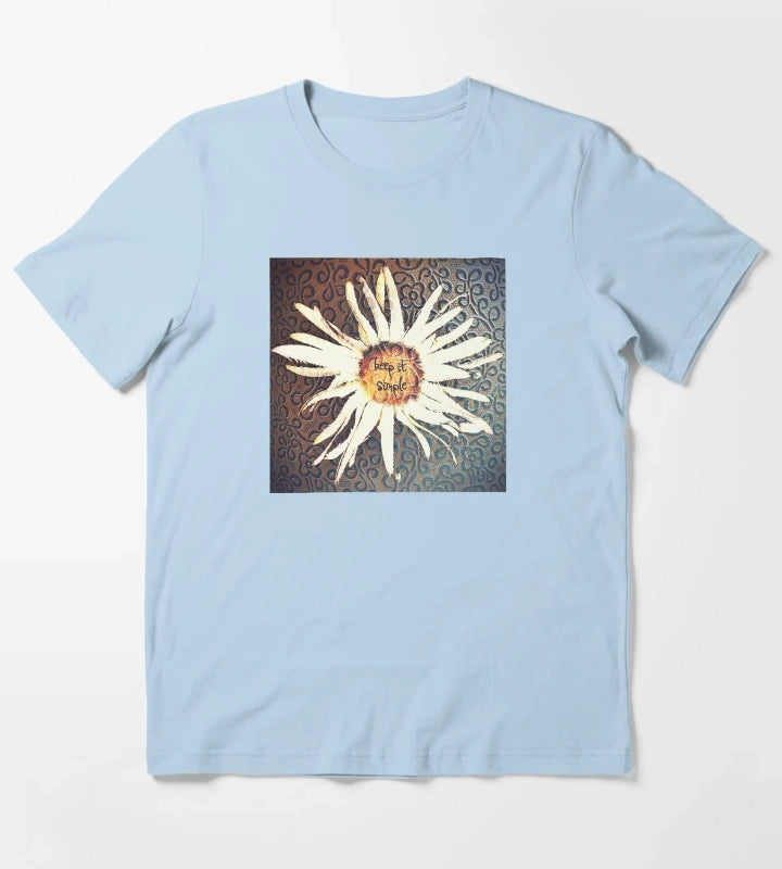 Keep It Simple Daisy Design T-Shirt Sky Blue