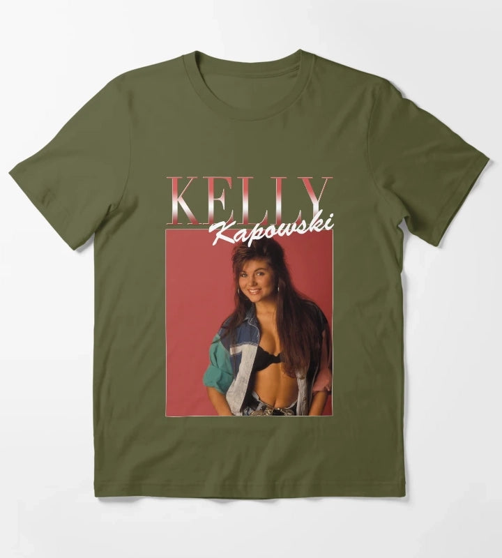 Kelly Kapowski Red Variant 90s Style T-Shirt Olive Green