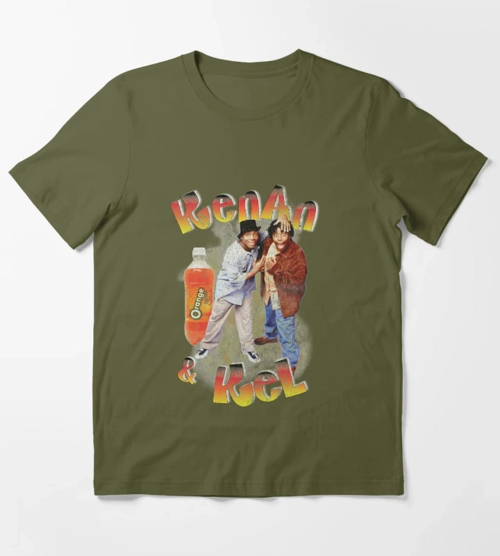 Kenan and Kel Retro Rap Bootleg Style T-Shirt Olive Green