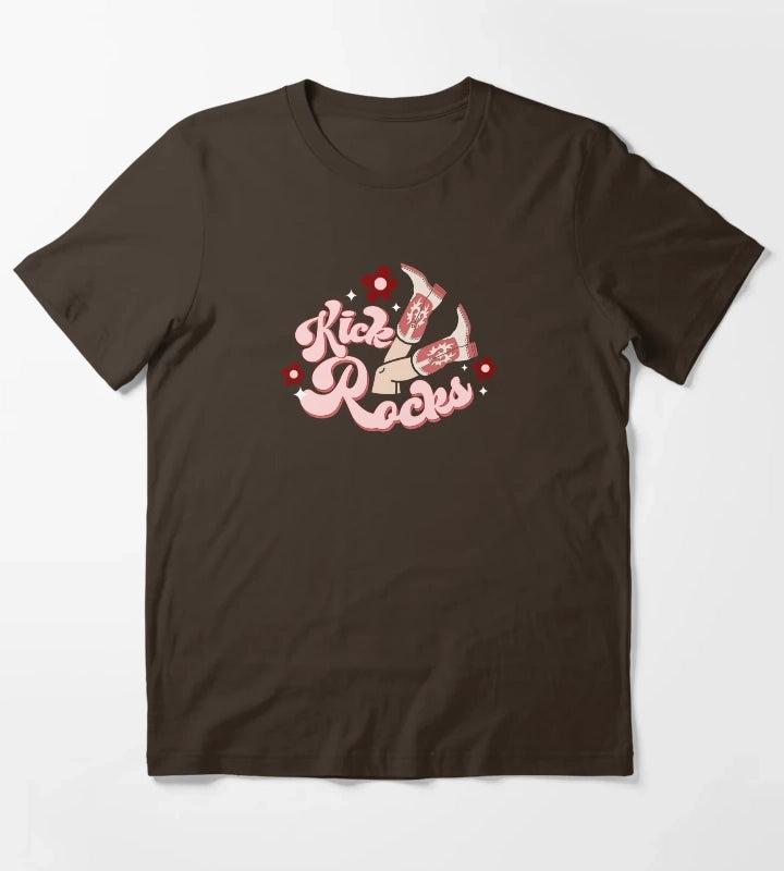 Kick Rocks Cowgirl Legs With Boots Retro Style T-Shirt Brown