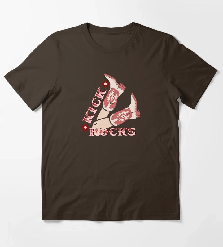 Kick Rocks Cowgirl Legs With Boots T-Shirt Brown
