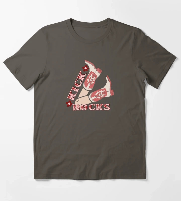 Kick Rocks Cowgirl Legs With Boots T-Shirt Dark Grey