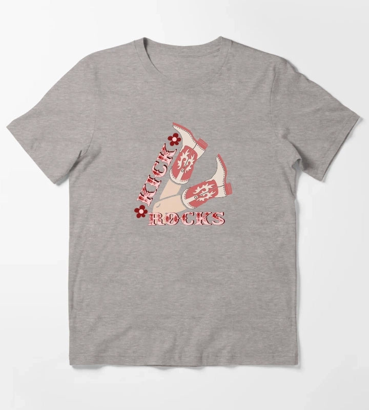 Kick Rocks Cowgirl Legs With Boots T-Shirt Heather Grey
