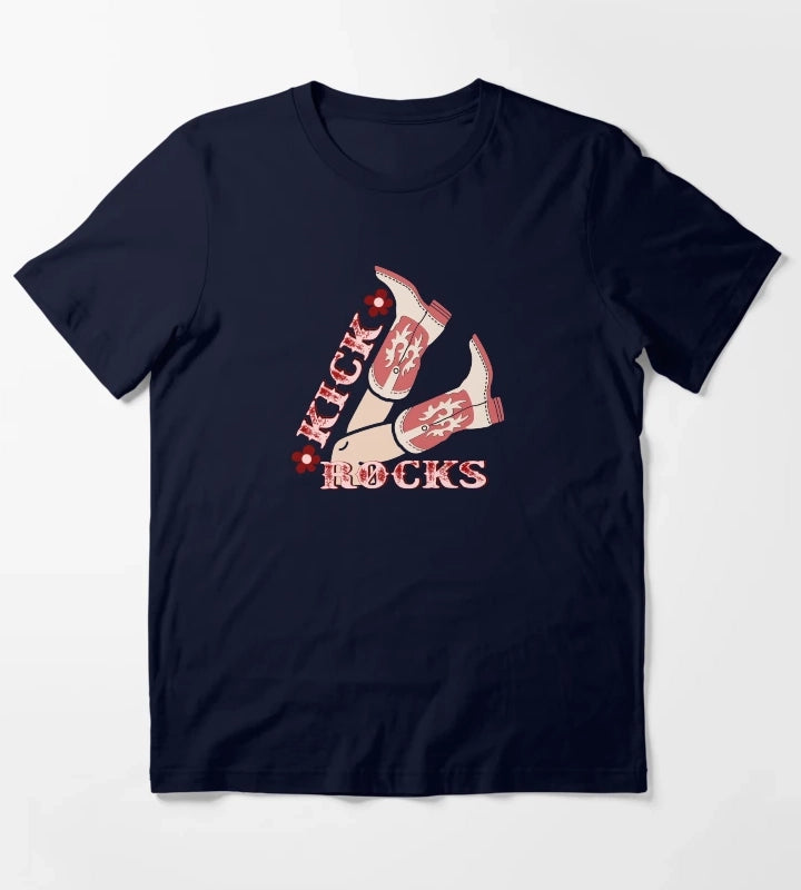 Kick Rocks Cowgirl Legs With Boots T-Shirt Navy