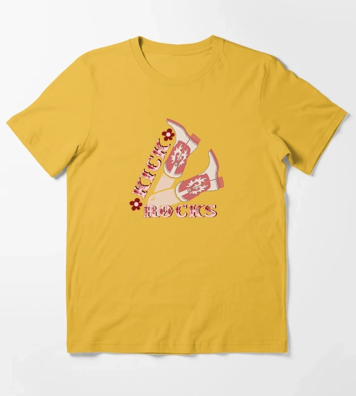 Kick Rocks Cowgirl Legs With Boots T-Shirt Yellow