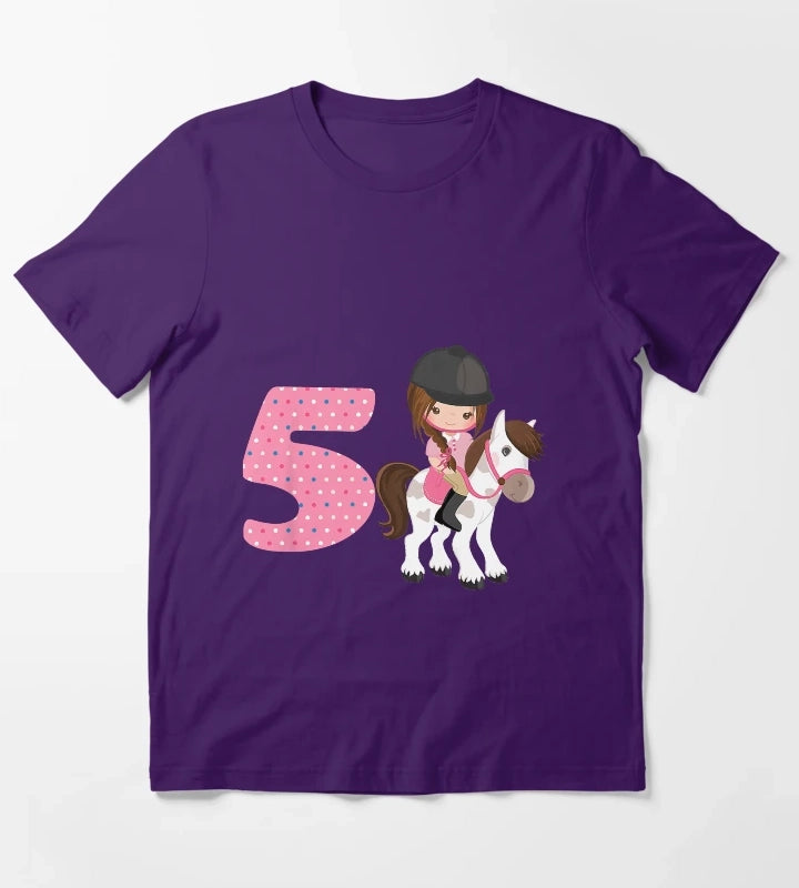 Kids 5 Year Old Cowgirl Birthday T-Shirt Purple