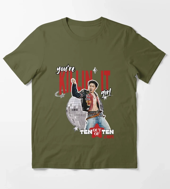 Killin it girl BTS J hope T-Shirt Olive Green