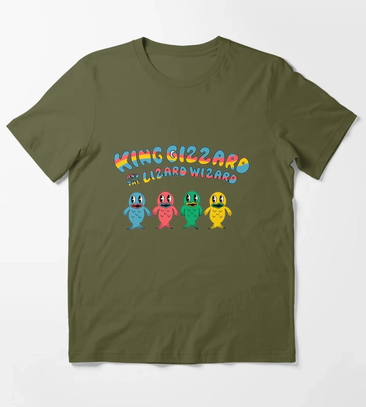 King Gizzard And The Wizard Lizard fishies T-Shirt Olive Green