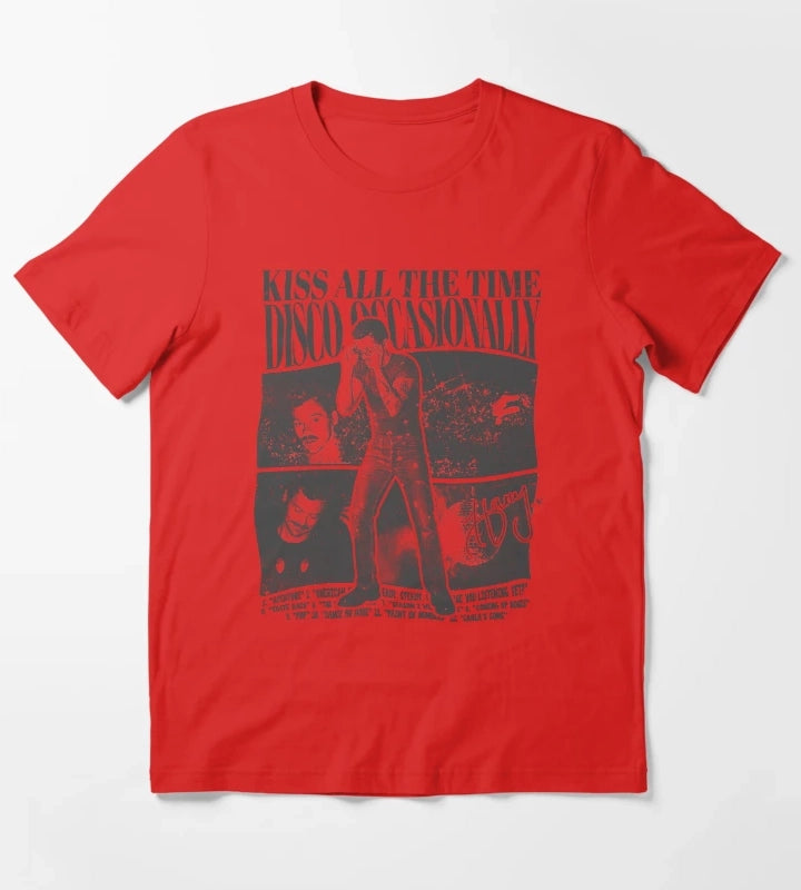 Kiss All The Time Disco Design T-Shirt Red