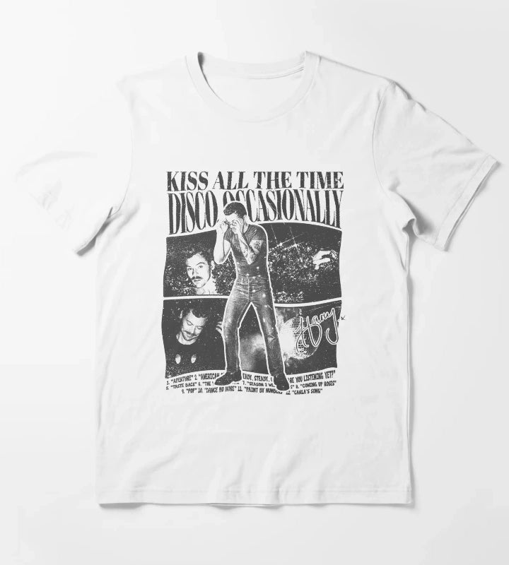 Kiss All The Time Disco Design T-Shirt White