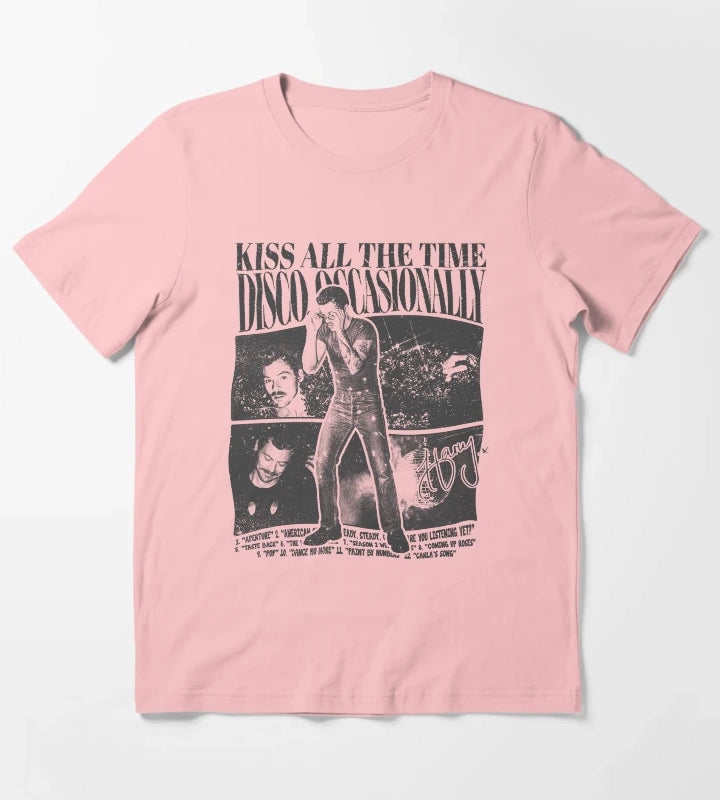 Kiss All The Time Disco Design T-Shirt Dark Grey