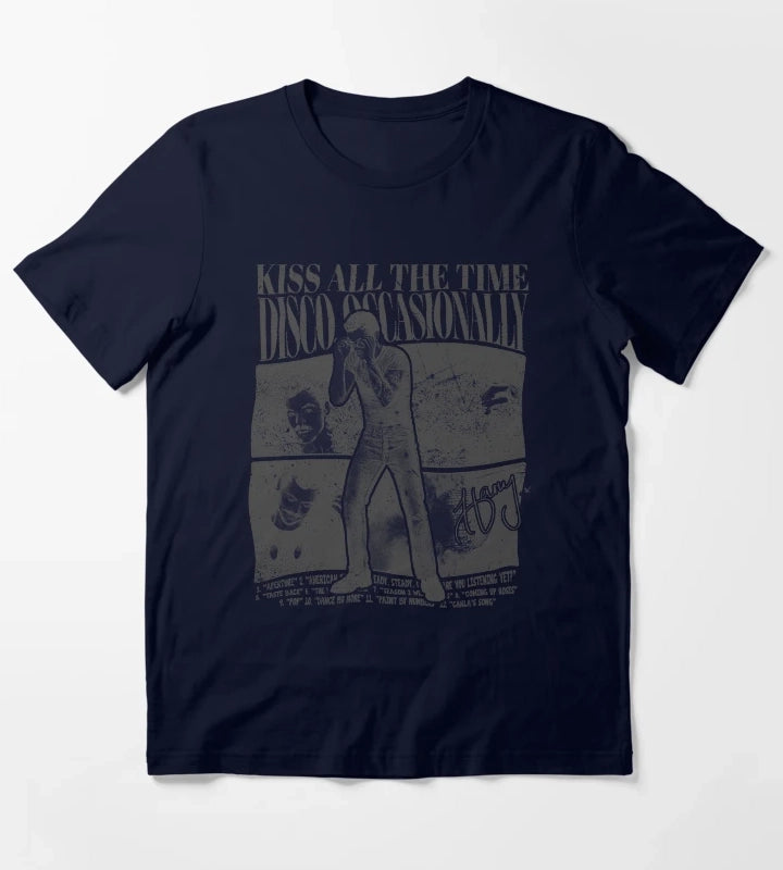 Kiss All The Time Disco Design T-Shirt Navy