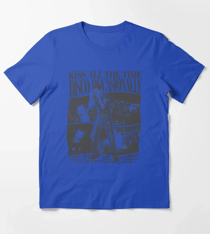 Kiss All The Time Disco Design T-Shirt Blue