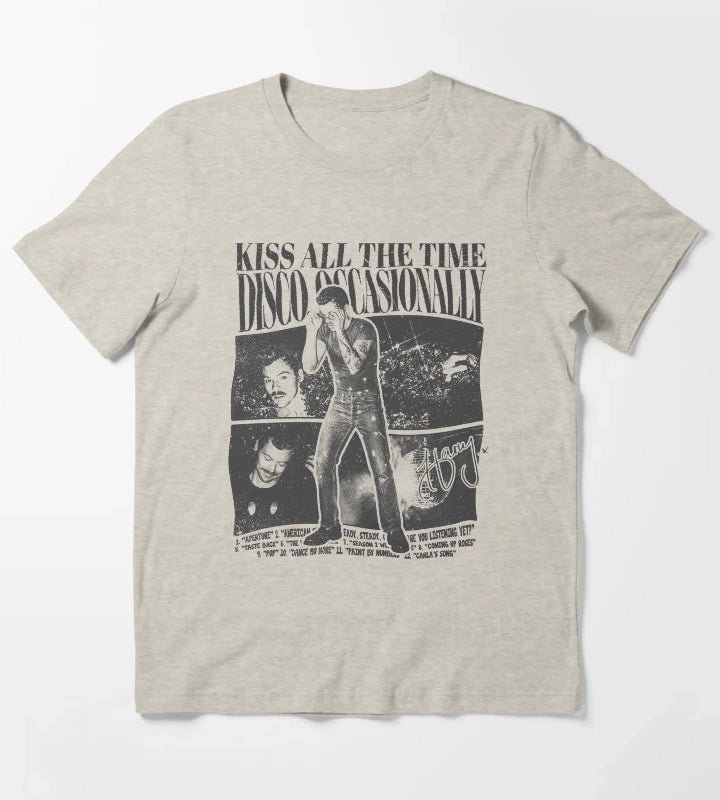 Kiss All The Time Disco Design T-Shirt Cream