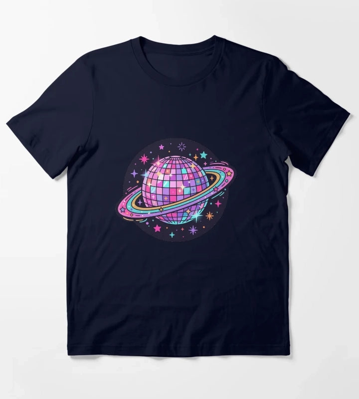 Kiss All The Time Disco Occasionally Retro Disco Aesthetic T-Shirt Navy