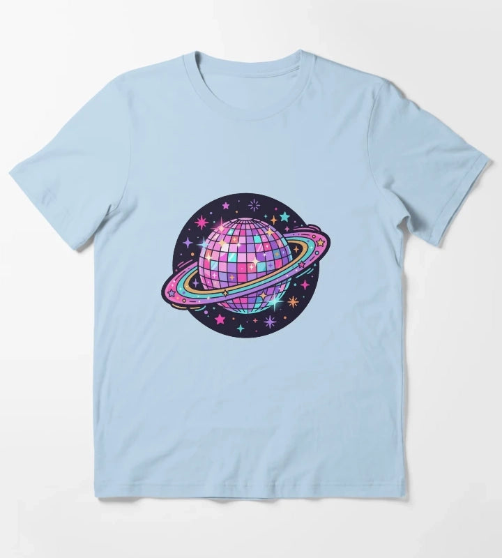 Kiss All The Time Disco Occasionally Retro Disco Aesthetic T-Shirt Sky Blue