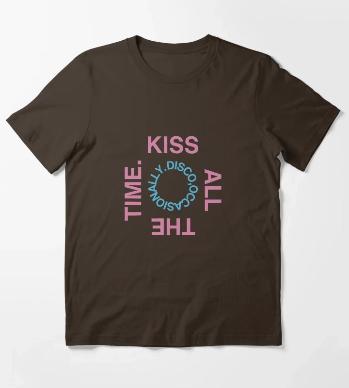 Kiss all the time Album Design T-Shirt Brown
