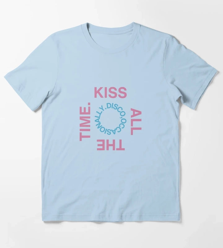 Kiss all the time Album Design T-Shirt Sky Blue