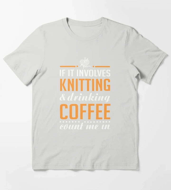 Knitting and Drinking Coffee T-Shirt Light Grey