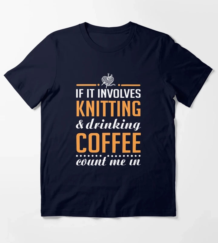 Knitting and Drinking Coffee T-Shirt Navy